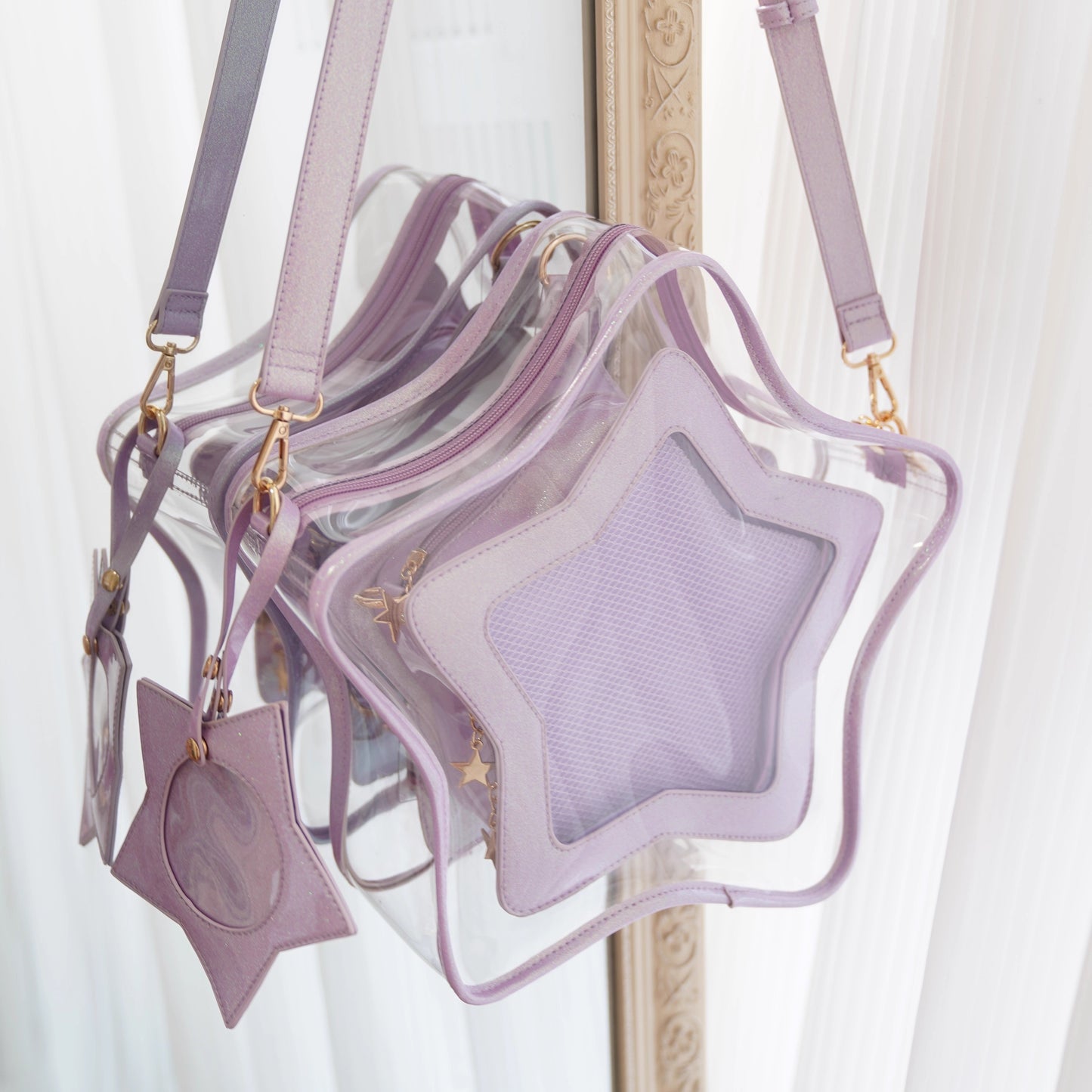 【予約】morning glory キュートスター 星型痛バッグ 透明ぬいバッグ 全11色（缶バッジケース付き）