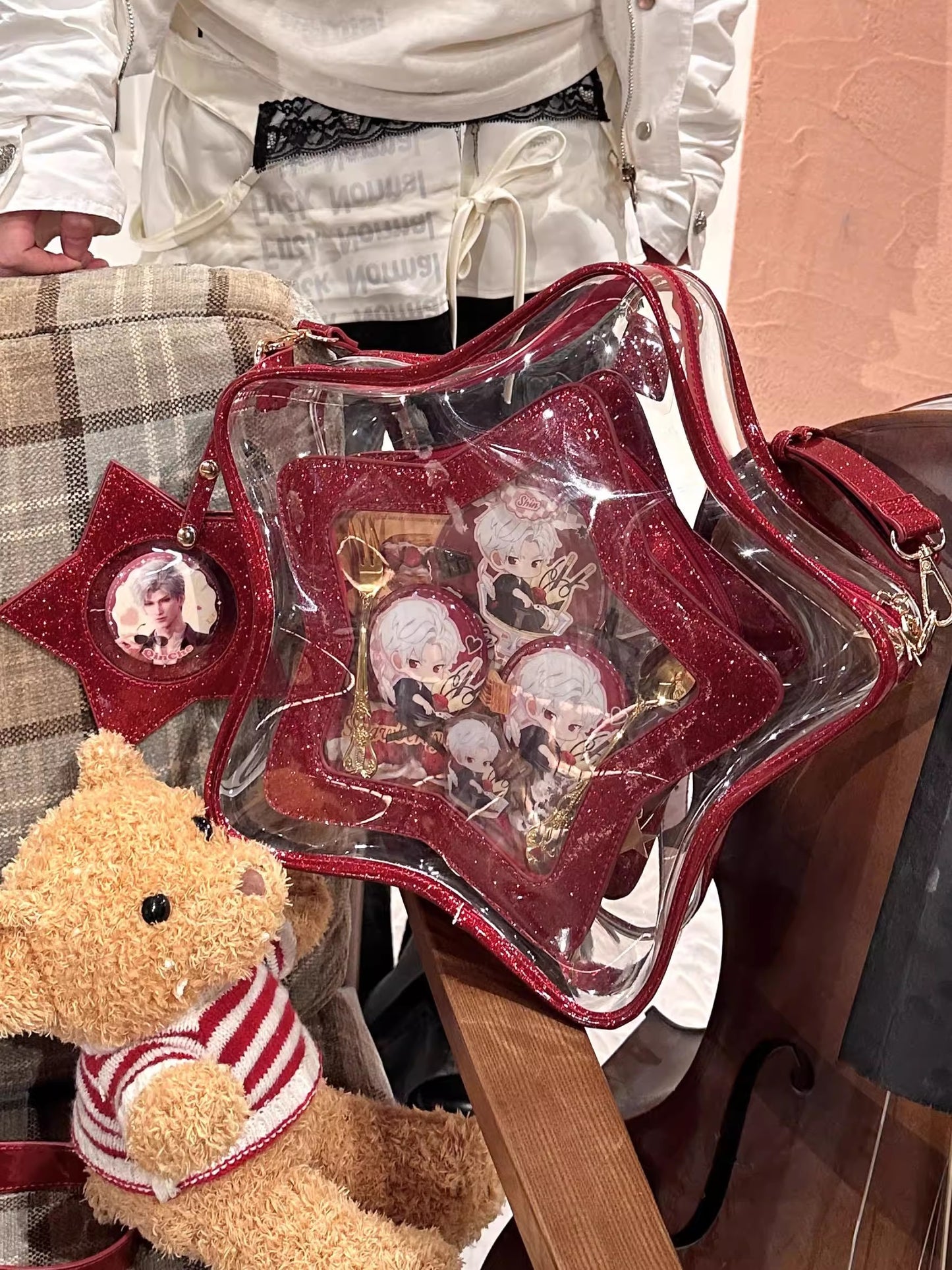 【予約】morning glory キュートスター 星型痛バッグ 透明ぬいバッグ 全11色（缶バッジケース付き）