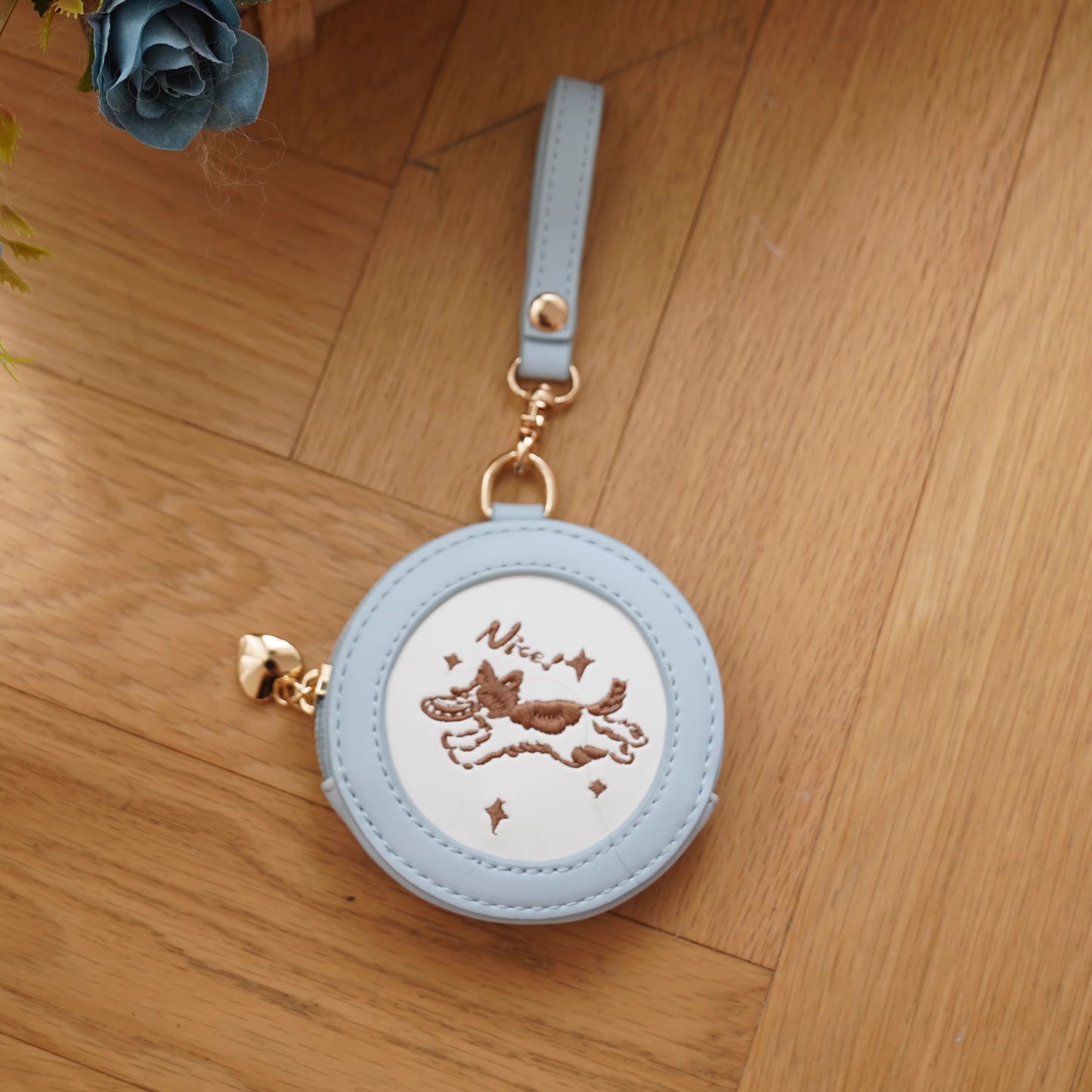【予約】morning glory ワンちゃんフリスビー 刺繍 PU缶バッジケース 全10色