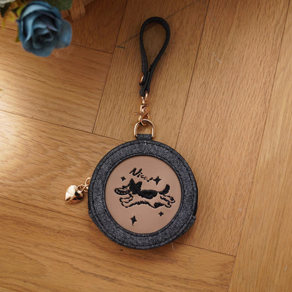 【予約】morning glory ワンちゃんフリスビー 刺繍 PU缶バッジケース 全10色