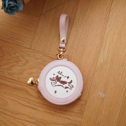 【予約】morning glory ワンちゃんフリスビー 刺繍 PU缶バッジケース 全10色