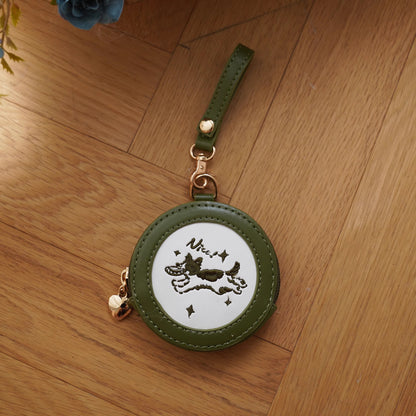 【予約】morning glory ワンちゃんフリスビー 刺繍 PU缶バッジケース 全10色