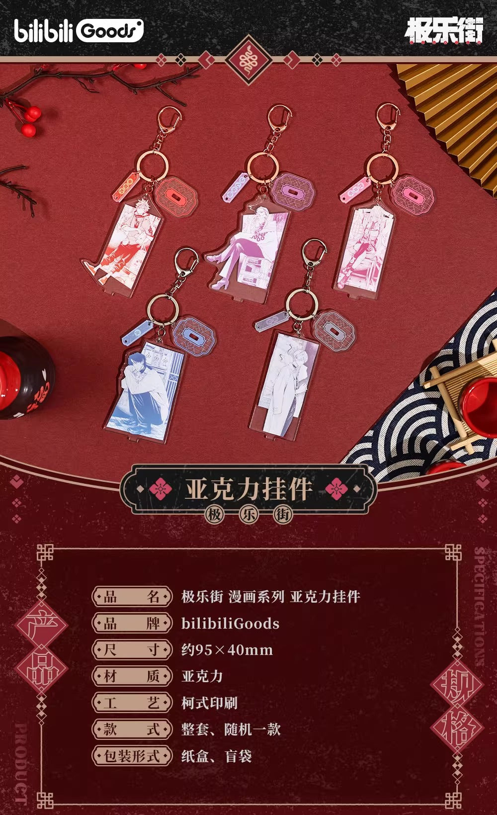 【予約】【通販開始】極楽街 bilibiliGoods  漫画シリーズ アクリルキーホルダー 1BOX（全5種）