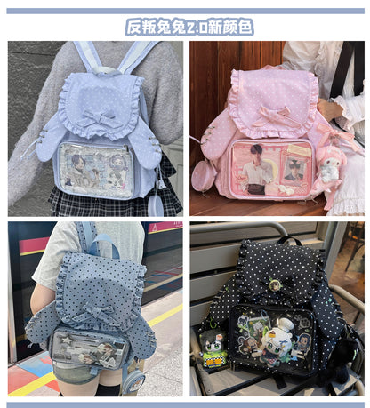 【予約】morning glory うさみみ 可愛い 大容量 リュック痛バッグ（缶バッジケース付き）