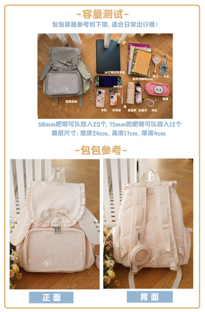 【予約】morning glory うさみみ 可愛い 大容量 リュック痛バッグ（缶バッジケース付き）