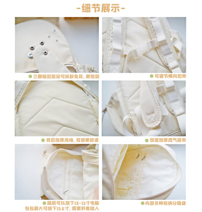 【予約】morning glory うさみみ 可愛い 大容量 リュック痛バッグ（缶バッジケース付き）