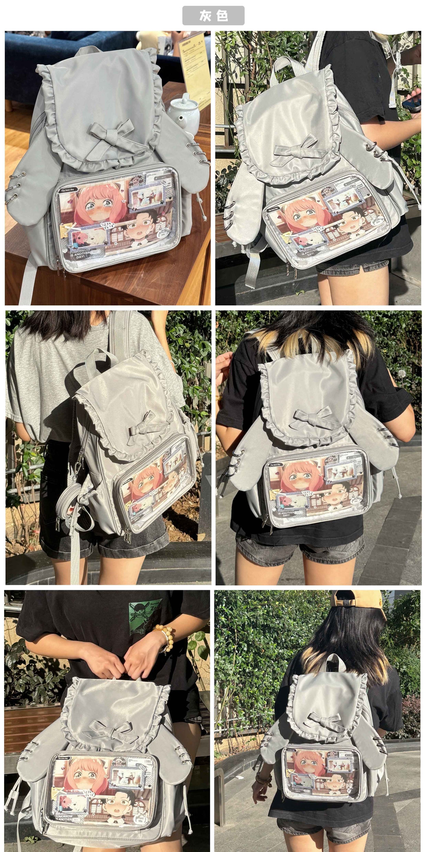 【予約】morning glory うさみみ 可愛い 大容量 リュック痛バッグ（缶バッジケース付き）