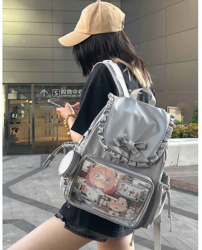 【予約】morning glory うさみみ 可愛い 大容量 リュック痛バッグ（缶バッジケース付き）