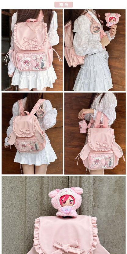 【予約】morning glory うさみみ 可愛い 大容量 リュック痛バッグ（缶バッジケース付き）