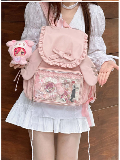 【予約】morning glory うさみみ 可愛い 大容量 リュック痛バッグ（缶バッジケース付き）