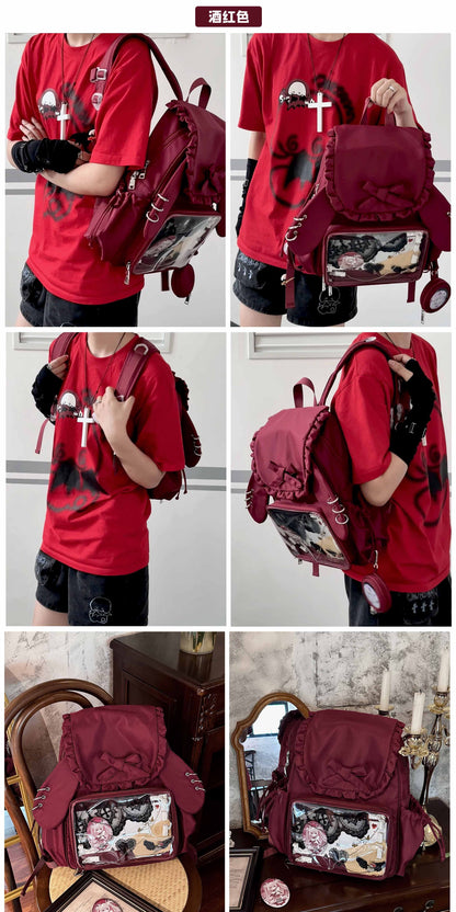 【予約】morning glory うさみみ 可愛い 大容量 リュック痛バッグ（缶バッジケース付き）