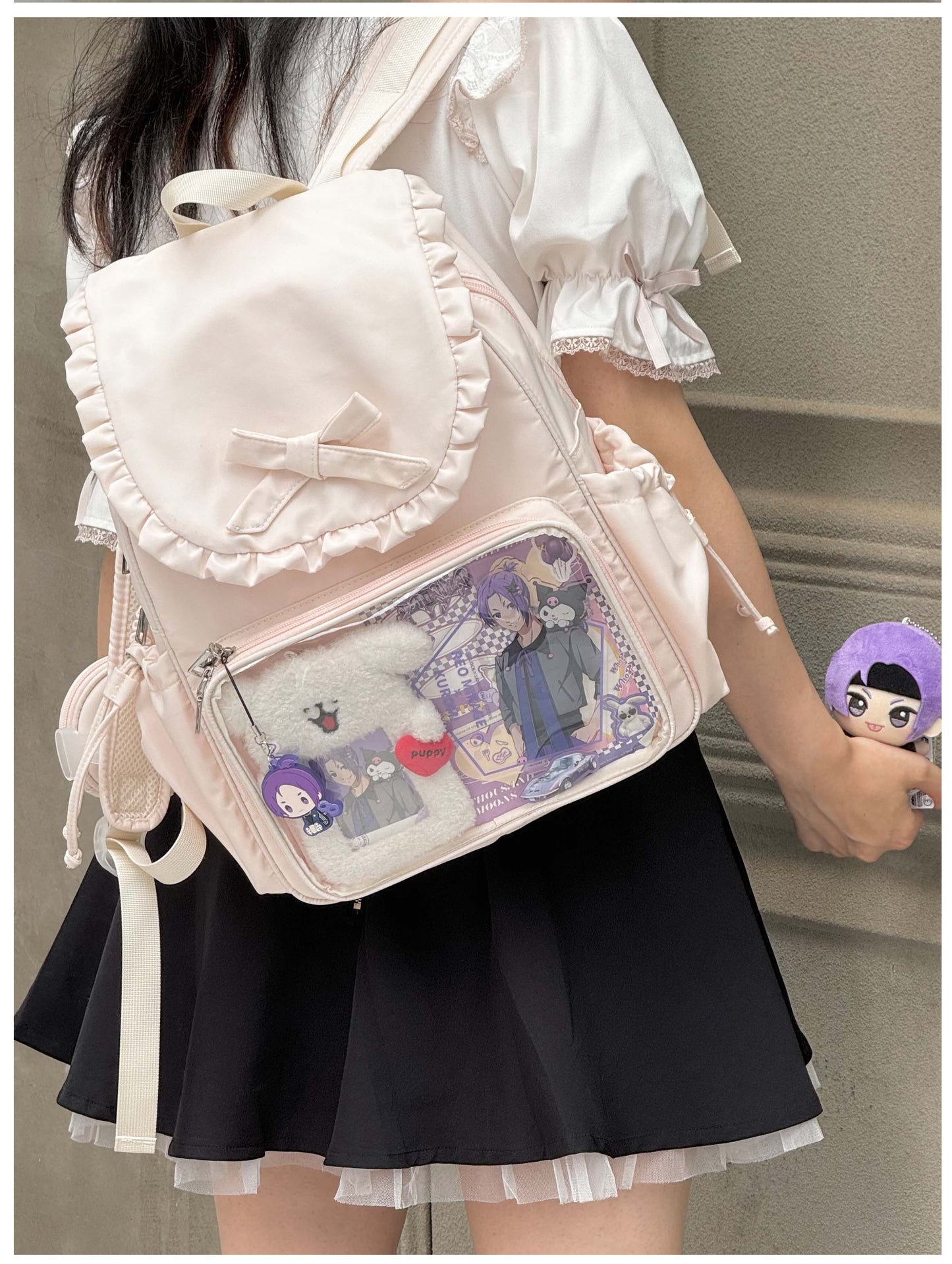 【予約】morning glory うさみみ 可愛い 大容量 リュック痛バッグ（缶バッジケース付き）