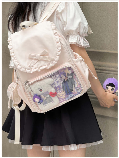 【予約】morning glory うさみみ 可愛い 大容量 リュック痛バッグ（缶バッジケース付き）