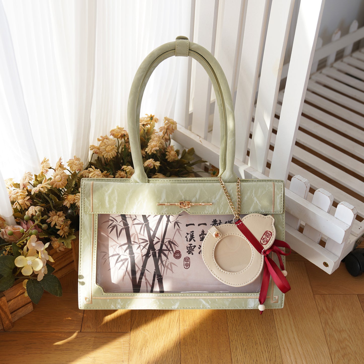 【予約】morning glory 雲闲 中華風 トート痛バッグ（缶バッジケース付き）