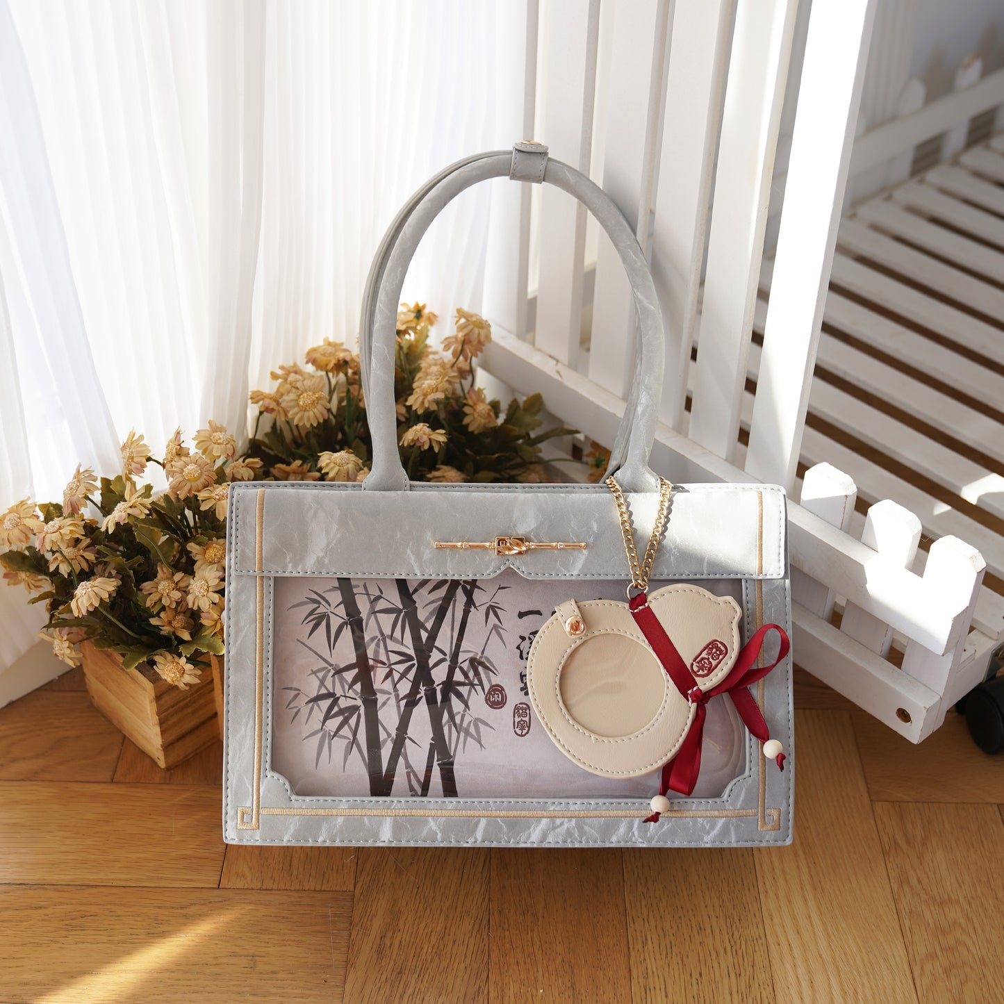 【予約】morning glory 雲闲 中華風 トート痛バッグ（缶バッジケース付き）