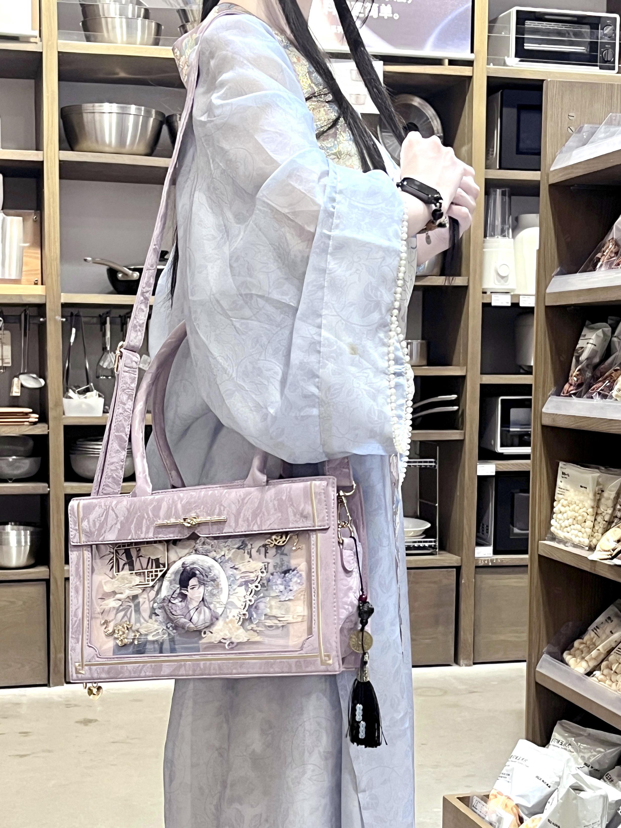 morning glory 雲闲 中華風 トート痛バッグ（缶バッジケース付き