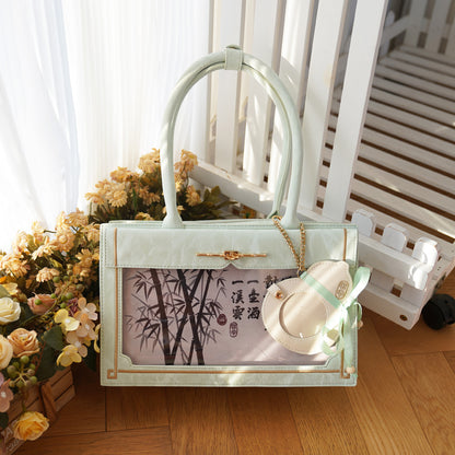 【予約】morning glory 雲闲 中華風 トート痛バッグ（缶バッジケース付き）