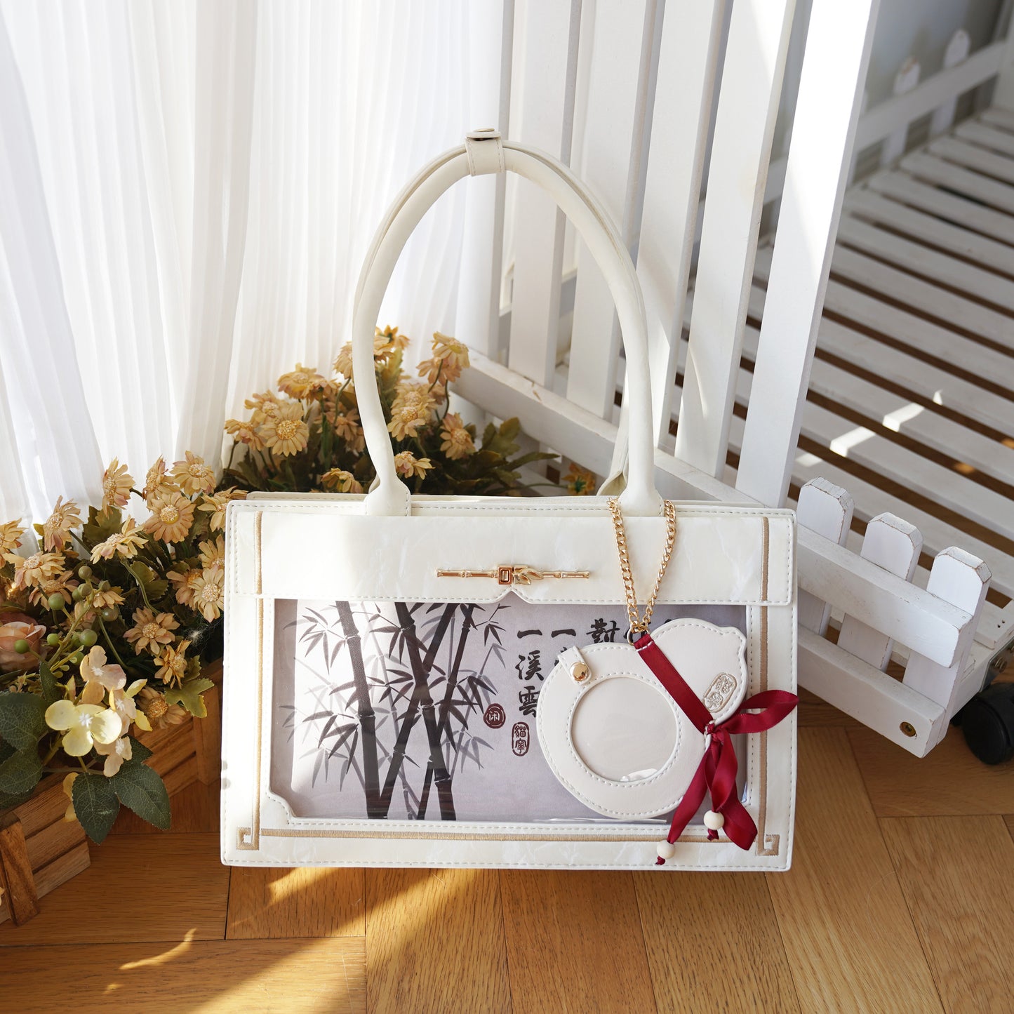 【予約】morning glory 雲闲 中華風 トート痛バッグ（缶バッジケース付き）