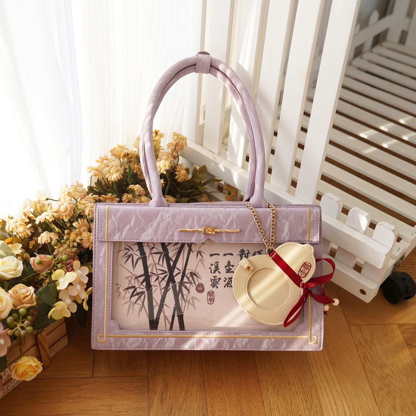 【予約】morning glory 雲闲 中華風 トート痛バッグ（缶バッジケース付き）