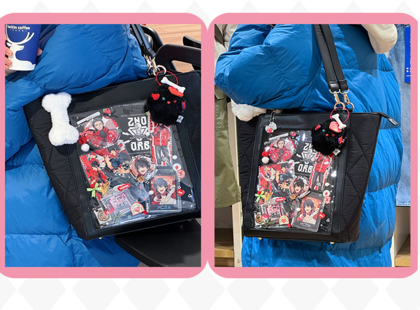 【予約】電波博物館 ダイヤ格子B 大容量トート痛バッグ A4ファイル縦向収納可