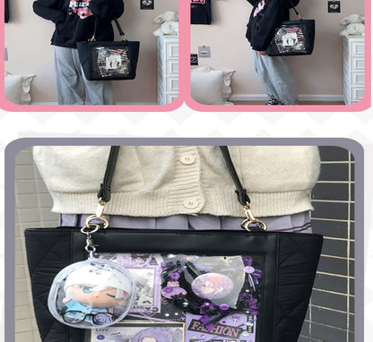 【予約】電波博物館 ダイヤ格子B 大容量トート痛バッグ A4ファイル縦向収納可