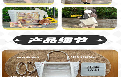 【予約】電波博物館 ダイヤ格子B 大容量トート痛バッグ A4ファイル縦向収納可