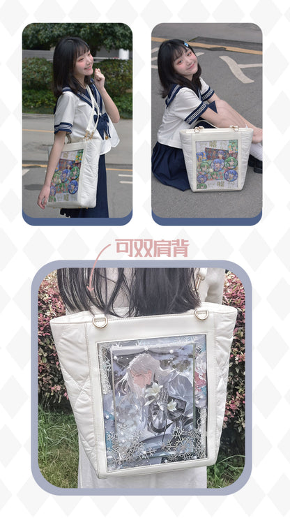 【予約】電波博物館 ダイヤ格子B 大容量トート痛バッグ A4ファイル縦向収納可