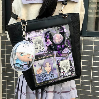 【予約】電波博物館 ダイヤ格子B 大容量トート痛バッグ A4ファイル縦向収納可