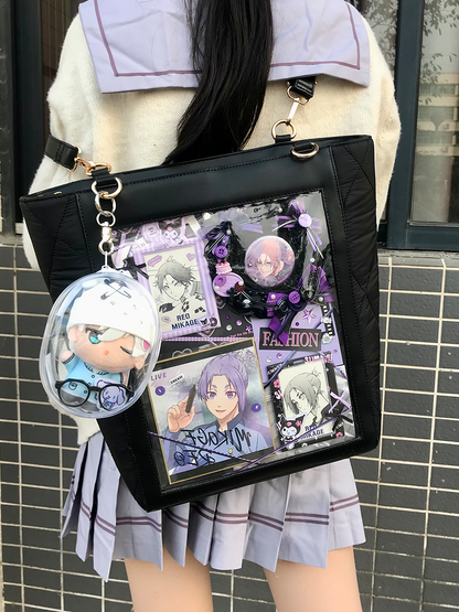 【予約】電波博物館 ダイヤ格子B 大容量トート痛バッグ A4ファイル縦向収納可