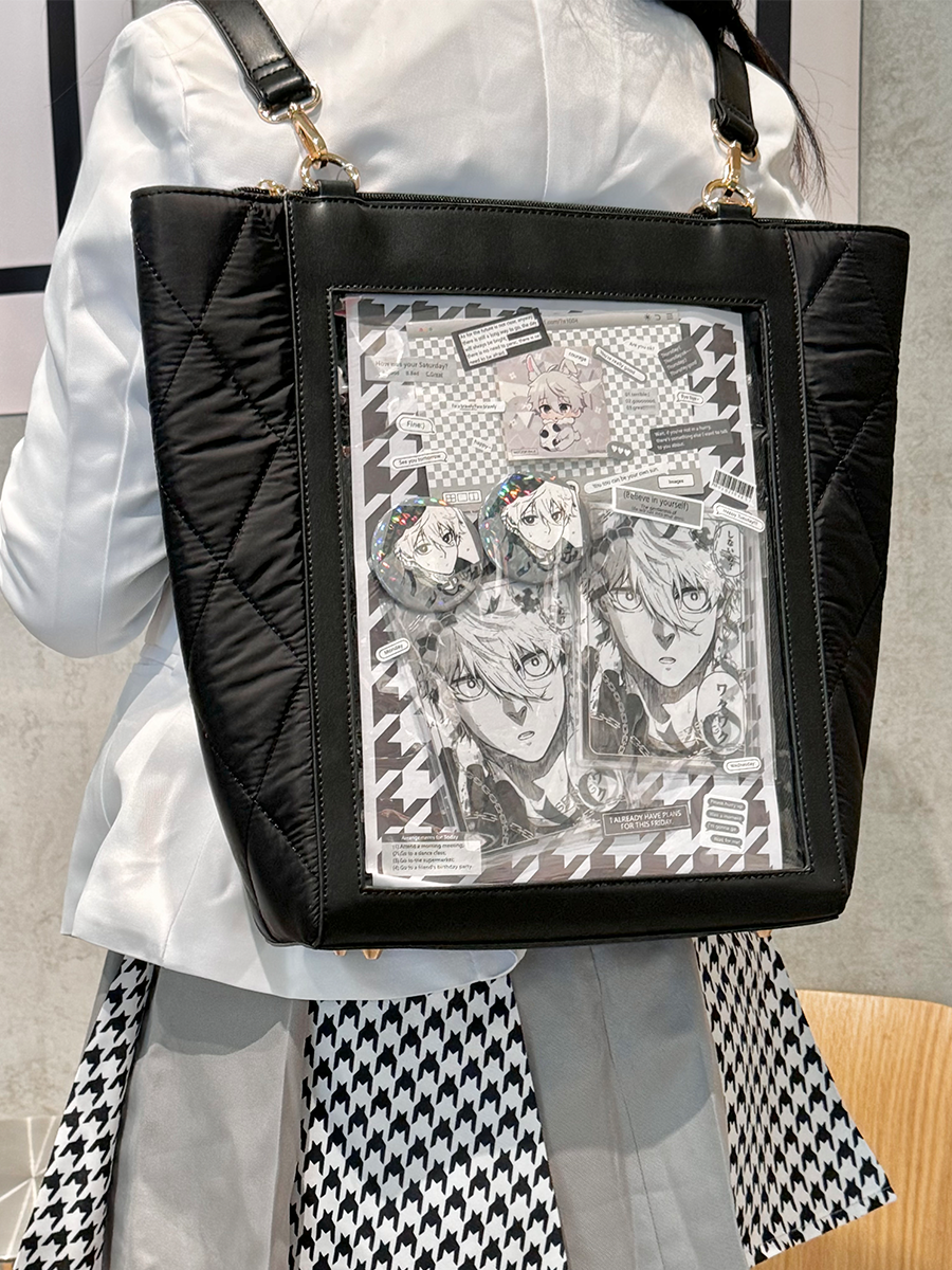 【予約】電波博物館 ダイヤ格子B 大容量トート痛バッグ A4ファイル縦向収納可