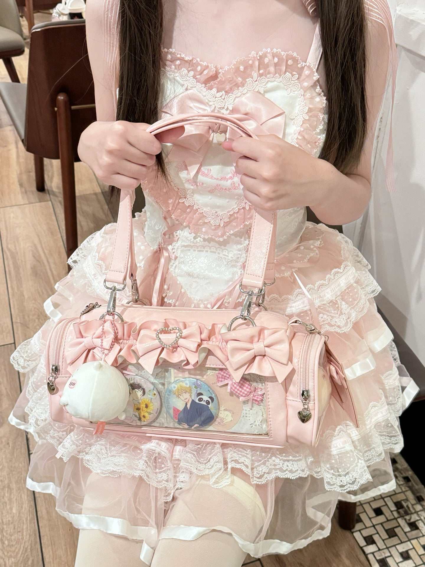 【予約】脳壳痛スタジオ フリル 量産地雷風痛バッグ カードケース付き