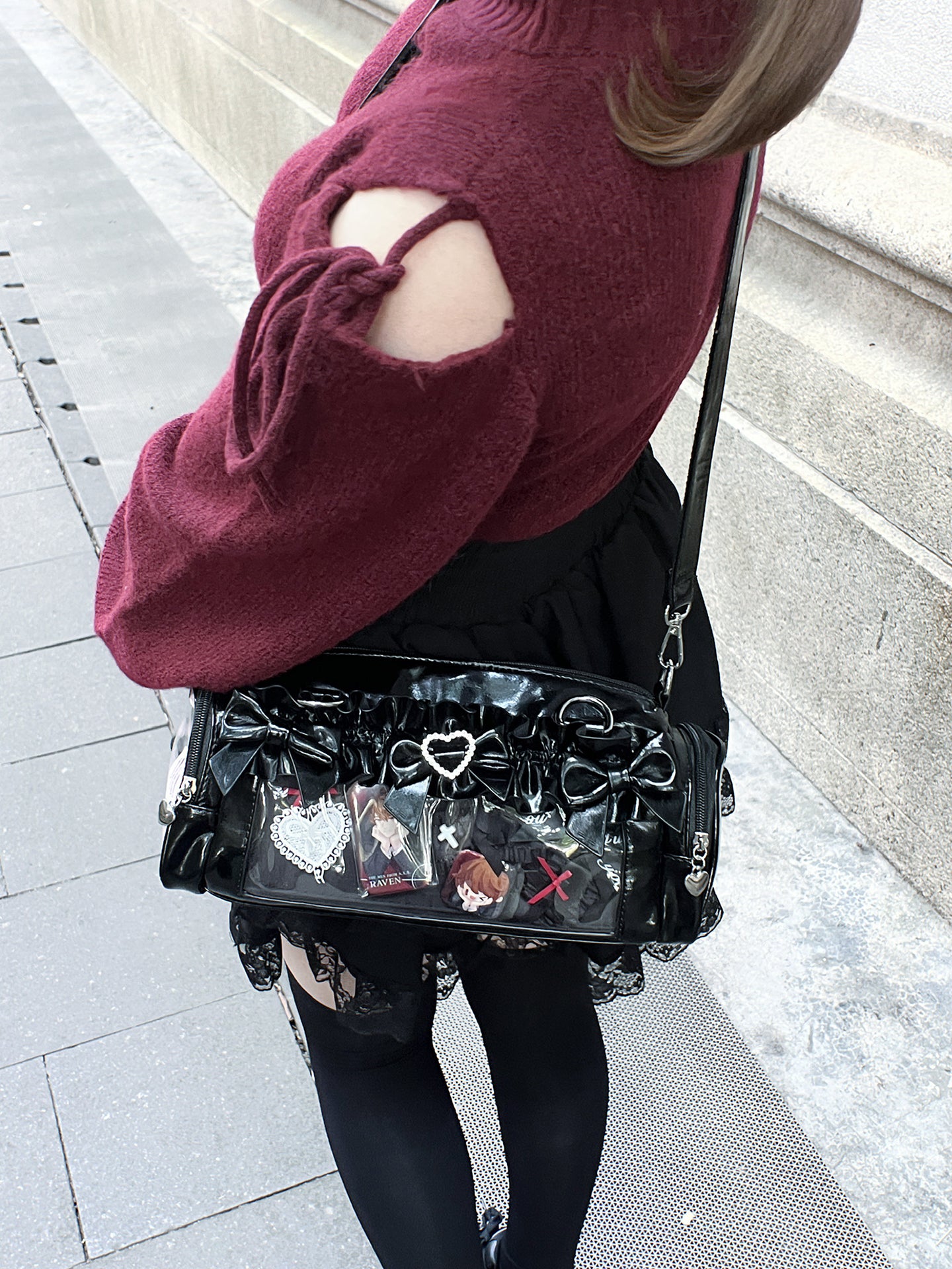 【予約】脳壳痛スタジオ フリル 量産地雷風痛バッグ カードケース付き