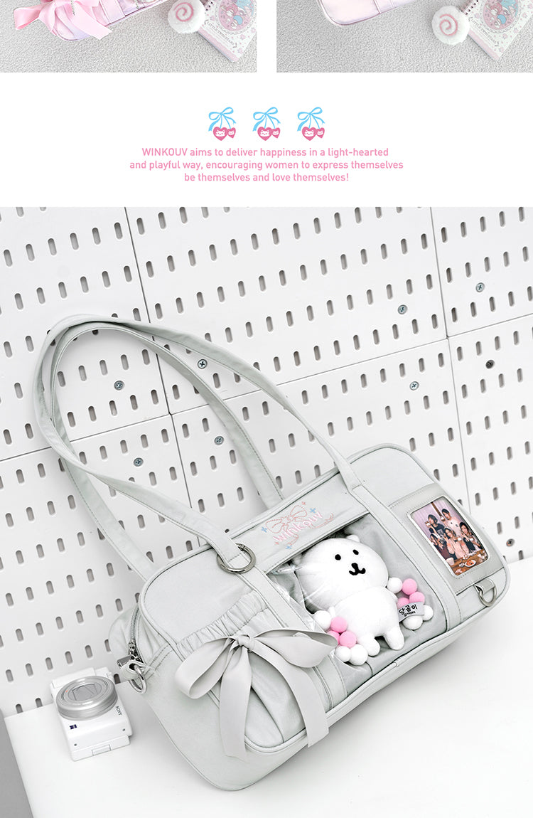 【予約】winkouv かわいい制服風 トート痛バッグ ぬいぐるみ収納可