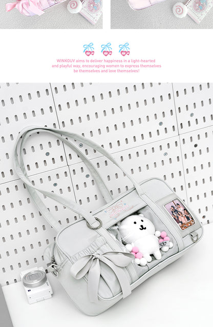 【予約】winkouv かわいい制服風 トート痛バッグ ぬいぐるみ収納可