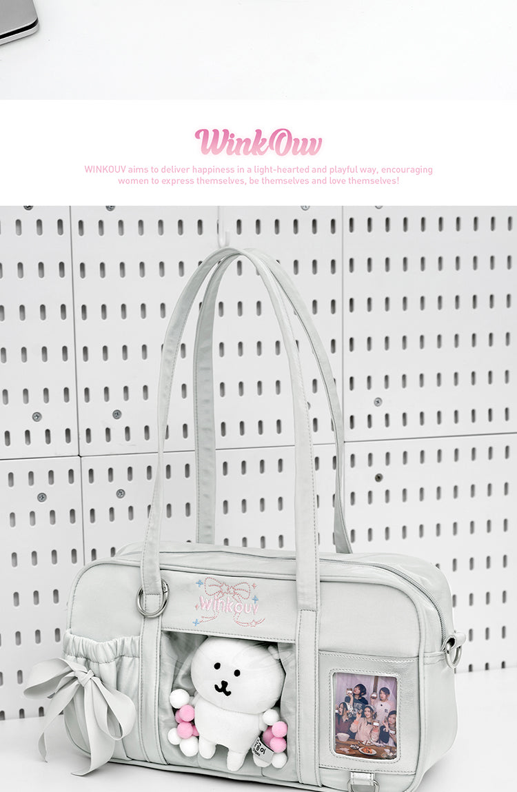 【予約】winkouv かわいい制服風 トート痛バッグ ぬいぐるみ収納可