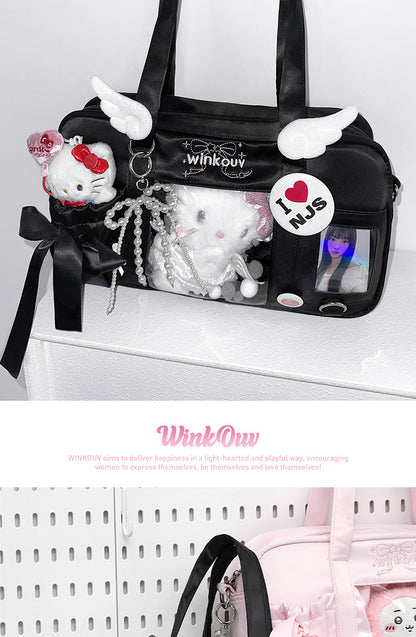 【予約】winkouv かわいい制服風 トート痛バッグ ぬいぐるみ収納可