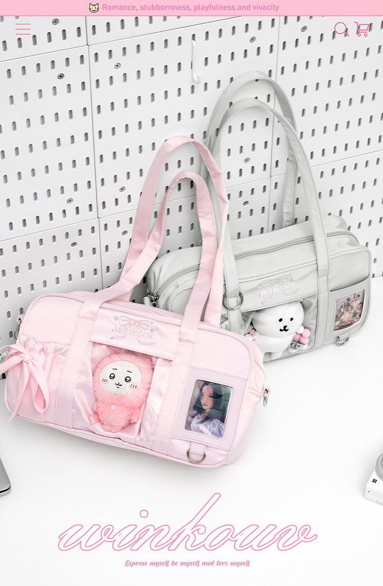 【予約】winkouv かわいい制服風 トート痛バッグ ぬいぐるみ収納可