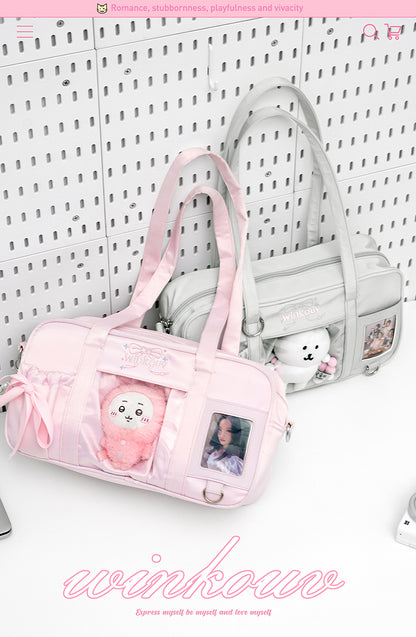 【予約】winkouv かわいい制服風 トート痛バッグ ぬいぐるみ収納可