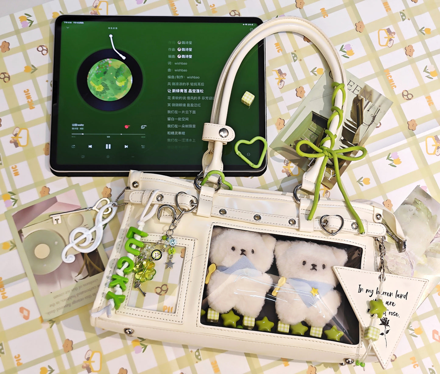 【予約】Lucky Bubbles 星野独玫 トート痛バッグ ぬいぐるみバッグ 缶バッジケース付き