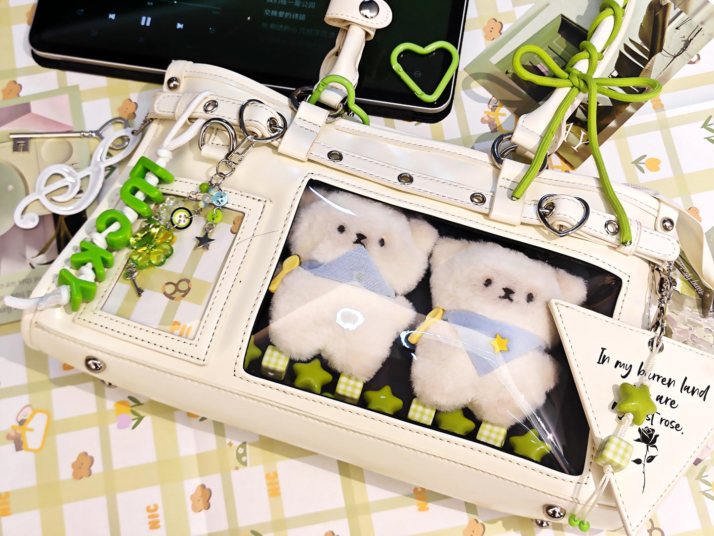 【予約】Lucky Bubbles 星野独玫 トート痛バッグ ぬいぐるみバッグ 缶バッジケース付き