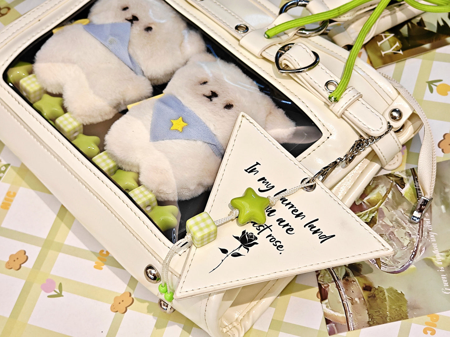 【予約】Lucky Bubbles 星野独玫 トート痛バッグ ぬいぐるみバッグ 缶バッジケース付き