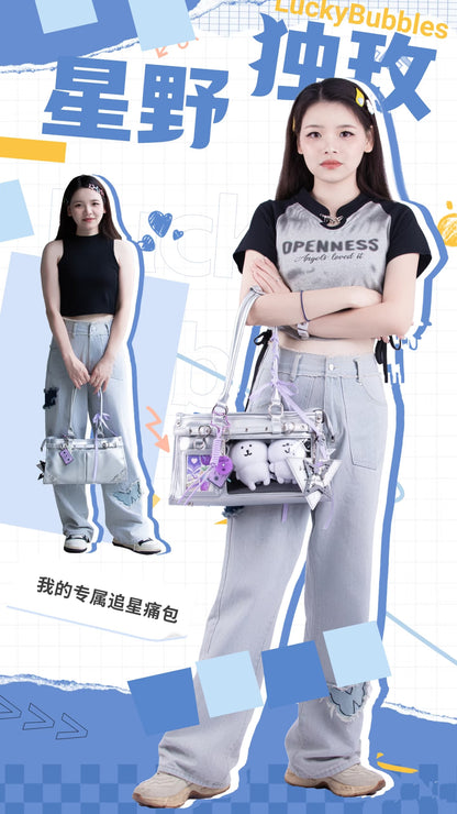 【予約】Lucky Bubbles 星野独玫 トート痛バッグ ぬいぐるみバッグ 缶バッジケース付き