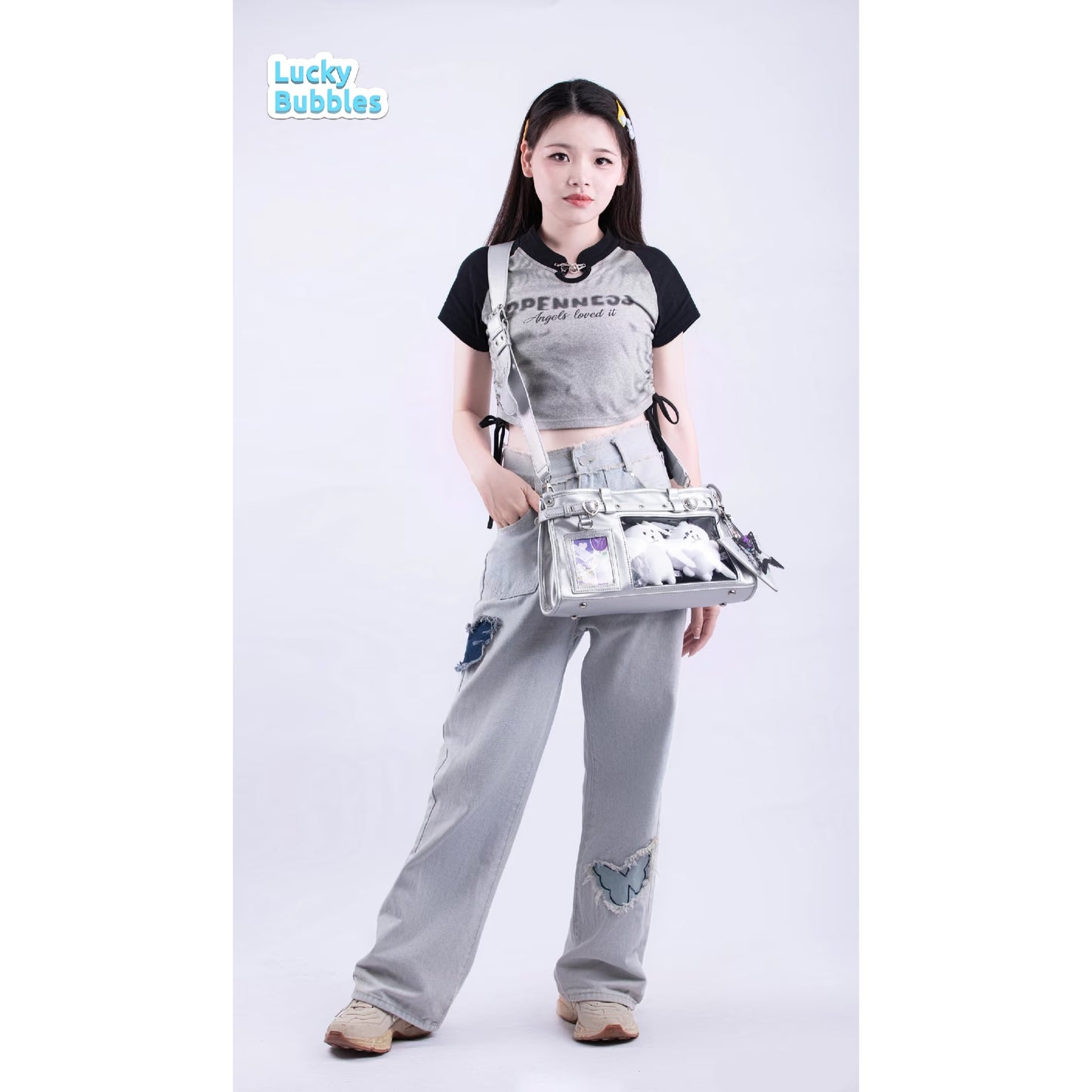 【予約】Lucky Bubbles 星野独玫 トート痛バッグ ぬいぐるみバッグ 缶バッジケース付き