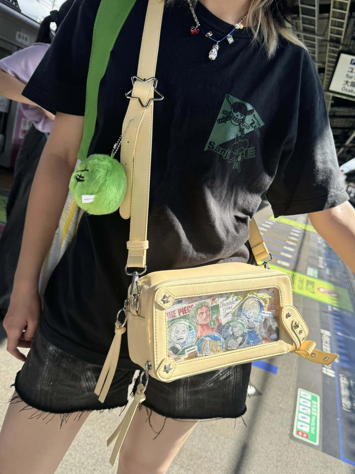 morning gloryオリジナル キュートなガーリー痛バッグ 小容量 ギャル ブリック柄 斜め掛け・バイク風ハンドバッグ