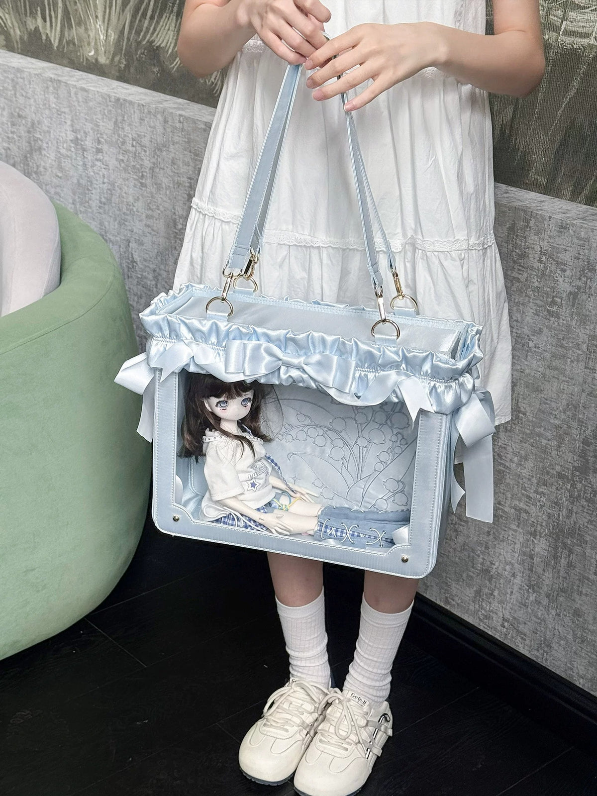 「鈴蘭載夢」グリーンゲイブルズオリジナル 1/4・1/6 BJDドールバッグ お出かけ用 ショルダー・リュック 大容量 座り姿対応