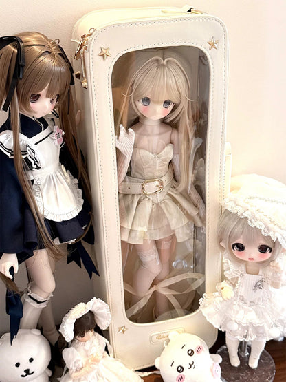 呜咚小舗オリジナル デイリーBJDドールバッグ 斜め掛け 透明 1/4 BJD対応 痛バッグ 「人形ショーケース」