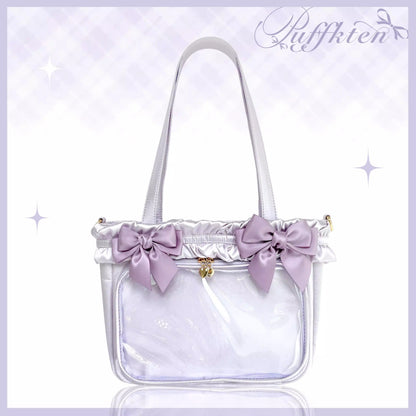 软芙芙 Puffkten ムースレースリボン 痛バッグ トートバッグ