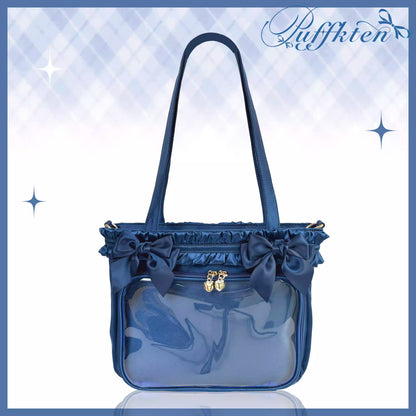 软芙芙 Puffkten ムースレースリボン 痛バッグ トートバッグ