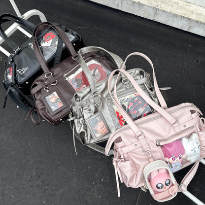 「心域通行」智歯自販機オリジナル痛バッグ バイク風 レトロ 大容量 ショルダー・斜め掛け ドールバッグ ギャル