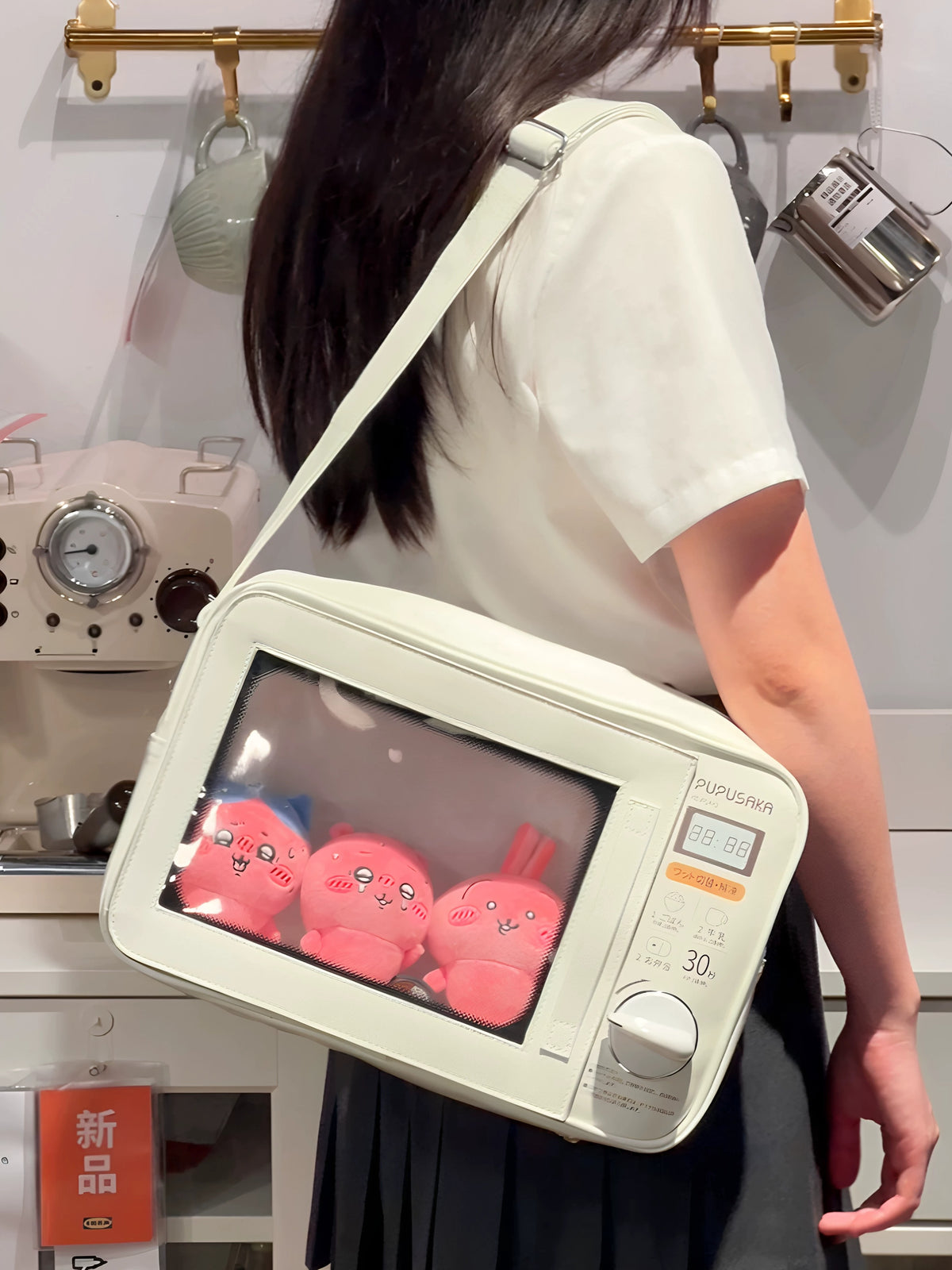 電子レンジ型ドールバッグ 10cm・15cm 3連・6BJD対応 ショルダー・斜め掛けバッグ ゲームグッズ